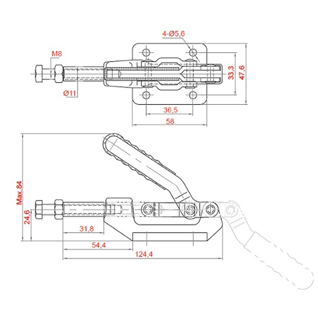 Vendita online Bloccaggio a spinta pistone 31,8 mm. 280 Kg.